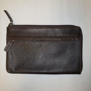 COACH Dark Brown Pebble Leather Wallet/Pouch